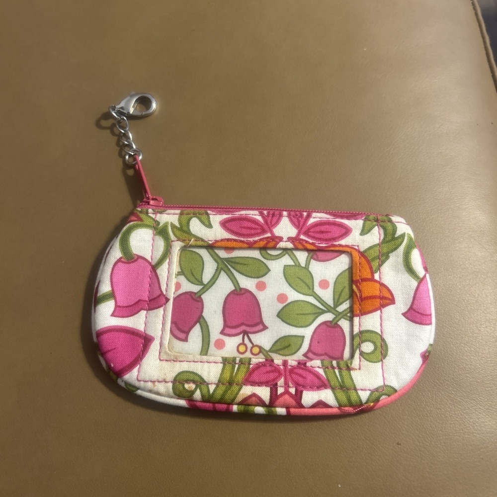 Vera Bradley Zip Clip ID Coin Purse Lili Bell pink